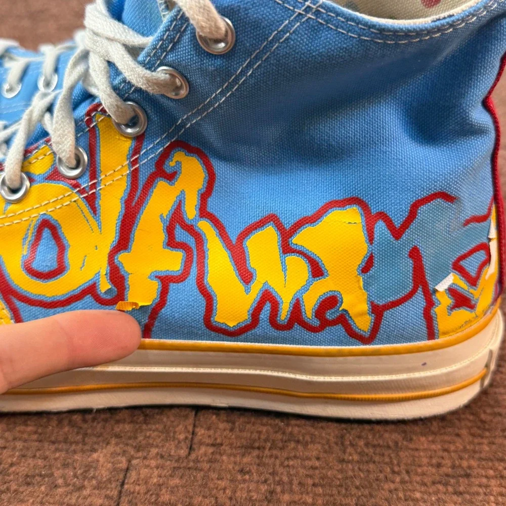 B- Converse Chuck 70 Hi Golf Wang By You Blue Yellow Red Mens 12 A04325C Sneaker